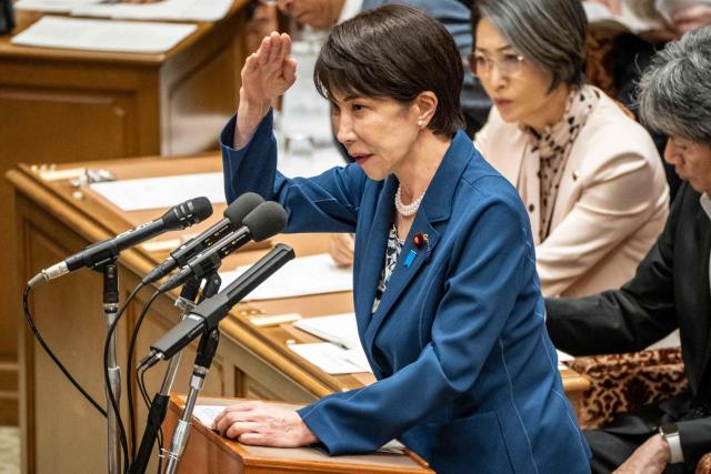 Japan's Prime Minister Sanae Takaichi answers a question during the joint meeting of the committees of both houses on fundamental national policies at the National Diet in Tokyo on July 15, 2026. (Photo by Yuichi YAMAZAKI / AFP)