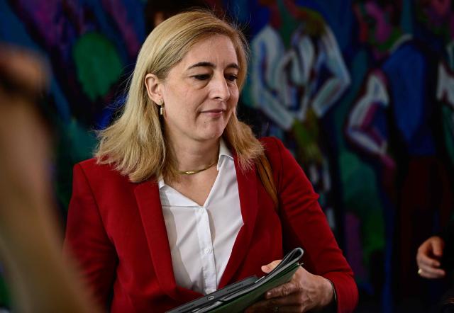 German Health Minister Nina Warken arrives prior the start of a weekly meeting of the German cabinet themed on easing the bureaucratic burden in the country at the Chancellery in Berlin, on July 15, 2026. (Photo by Tobias SCHWARZ / AFP)
