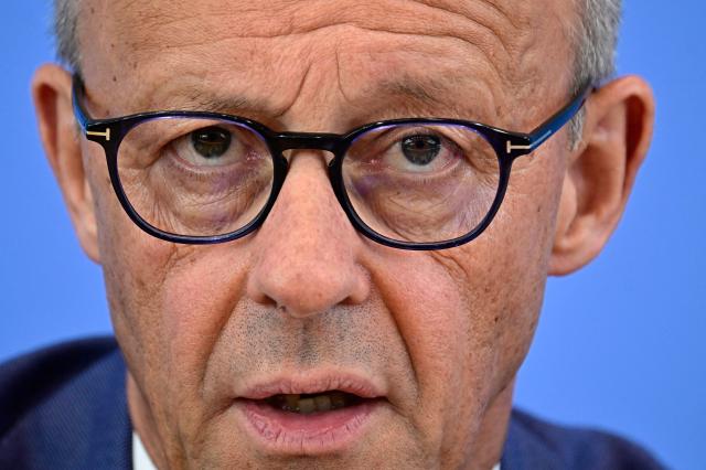 German Chancellor Friedrich Merz addresses journalists during his summer press conference in Berlin, Germany, on July 15, 2026. (Photo by Tobias SCHWARZ / AFP)