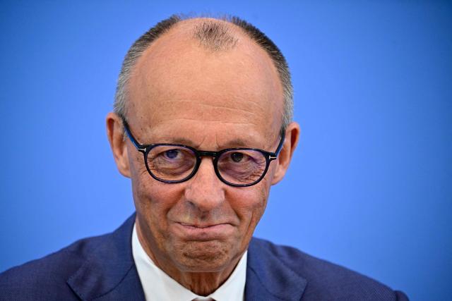 German Chancellor Friedrich Merz addresses journalists during his summer press conference in Berlin, Germany, on July 15, 2026. (Photo by Tobias SCHWARZ / AFP)