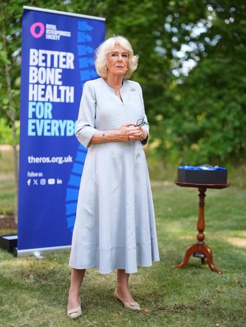 Britain's Queen Camilla, and president of the Royal Osteoporosis Society, attends a reception to mark 40 years of the charity, at Clarence House in London on July 15, 2026. (Photo by Aaron Chown / POOL / AFP)
