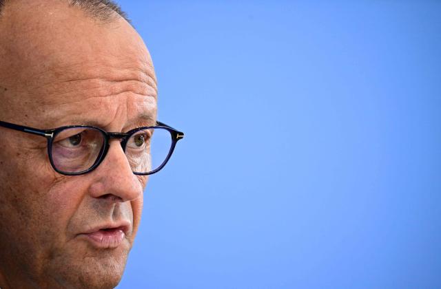 German Chancellor Friedrich Merz addresses journalists during his summer press conference in Berlin, Germany, on July 15, 2026. (Photo by Tobias SCHWARZ / AFP)