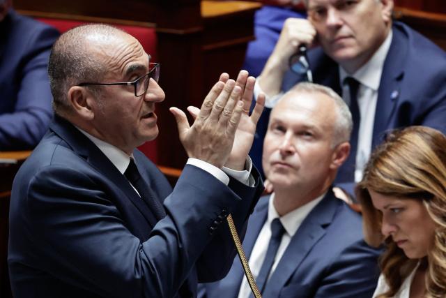 (From Top L) France's Interior Minister Laurent Nunez addresses MPs during a session of questions to the government at The National Assembly, France's lower house of parliament in Paris on July 15, 2026. (Photo by STEPHANE DE SAKUTIN / AFP)