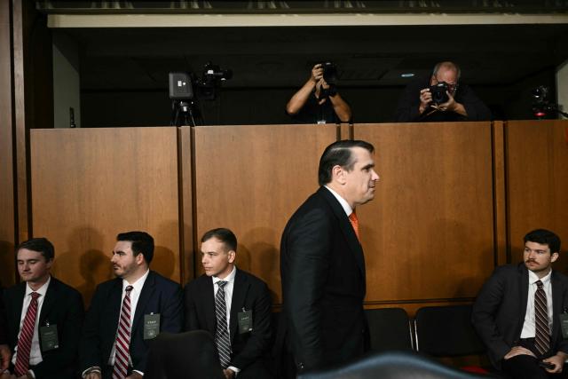 Acting US Attorney General Todd Blanche departs for a break during a Senate Judiciary Committee hearing on his nomination to be Attorney General, on Capitol Hill in Washington, DC, on July 15, 2026. President Donald Trump's pick to be the next US attorney general -- his former personal defense lawyer Todd Blanche -- faces what is expected to be a contentious Senate nomination hearing on Wednesday. (Photo by Brendan SMIALOWSKI / AFP)