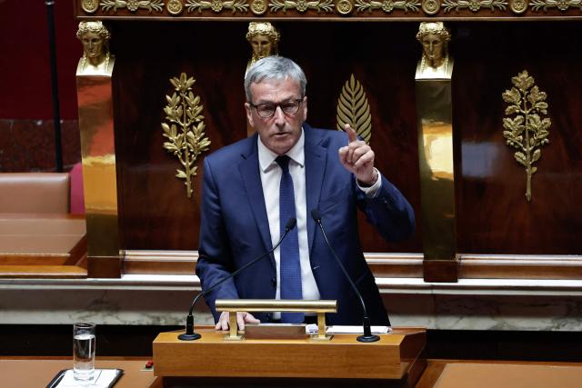 Les Democrates' MP and rapporteur Philippe Vigier addresses MPs during the exam session of the vote on the assisted dying bill at the National Assembly, France's lower house of parliament in Paris on July 15, 2026. France is set to move closer to joining the ranks of countries that guarantee the right to assisted dying, after the long journey to adoption of a controversial bill. (Photo by STEPHANE DE SAKUTIN / AFP)