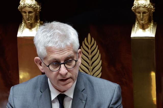 Horizons & Independants' MP and President of the Commission of Social Affairs Frederic Valletoux addresses MPs during the exam session of the vote on the assisted dying bill at the National Assembly, France's lower house of parliament in Paris on July 15, 2026. France is set to move closer to joining the ranks of countries that guarantee the right to assisted dying, after the long journey to adoption of a controversial bill. (Photo by STEPHANE DE SAKUTIN / AFP)