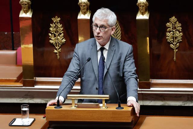 Horizons & Independants' MP and President of the Commission Frederic Valletoux addresses MPs during the exam session of the vote on the assisted dying bill at the National Assembly, France's lower house of parliament in Paris on July 15, 2026. France is set to move closer to joining the ranks of countries that guarantee the right to assisted dying, after the long journey to adoption of a controversial bill. (Photo by STEPHANE DE SAKUTIN / AFP)