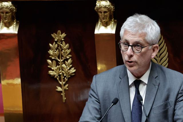 Horizons & Independants' MP and President of the Commission of Social Affairs Frederic Valletoux addresses MPs during the exam session of the vote on the assisted dying bill at the National Assembly, France's lower house of parliament in Paris on July 15, 2026. France is set to move closer to joining the ranks of countries that guarantee the right to assisted dying, after the long journey to adoption of a controversial bill. (Photo by STEPHANE DE SAKUTIN / AFP)