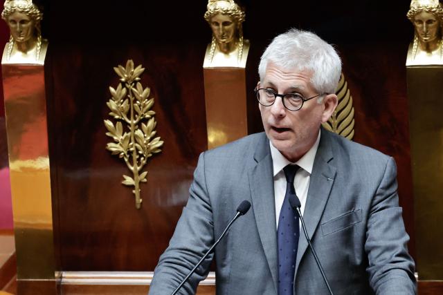 Horizons & Independants' MP and President of the Commission Frederic Valletoux addresses MPs during the exam session of the vote on the assisted dying bill at the National Assembly, France's lower house of parliament in Paris on July 15, 2026. France is set to move closer to joining the ranks of countries that guarantee the right to assisted dying, after the long journey to adoption of a controversial bill. (Photo by STEPHANE DE SAKUTIN / AFP)