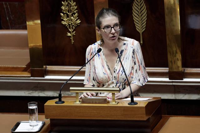 France's junior Minister in charge of equality Aurore Berge speaks during the examination of the draft bill on the protection of minors at The National Assembly, France's lower house of parliament in Paris on July 15, 2026. Promised by the government in 2025 as a response to the profound crisis in child protection – highlighted in particular by a parliamentary committee of inquiry – the bill has gradually been expanded to include new provisions. (Photo by STEPHANE DE SAKUTIN / AFP)
