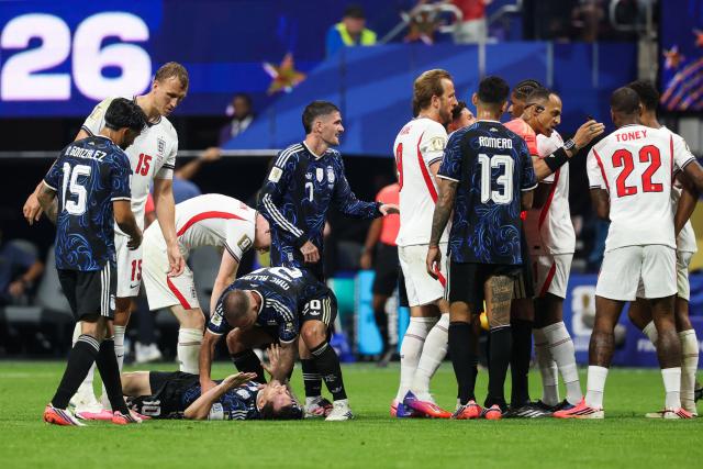 Argentina's forward #10 Lionel Messi reacts on the field during the 2026 World Cup football tournament semi-final match between England and Argentina at the Atlanta Stadium in Atlanta on July 15, 2026.  (Photo by Odd ANDERSEN / AFP)