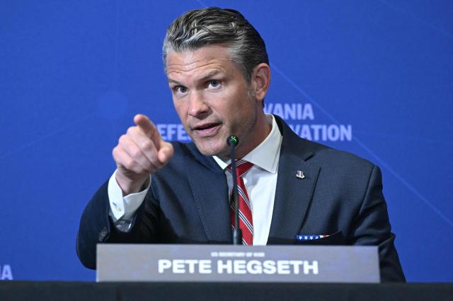 US Defense Secretary Pete Hegseth speaks at the Pennsylvania Defense and Innovation Summit at the US Army War College in Carlisle, Pennsylvania, on July 15, 2026. (Photo by SAUL LOEB / AFP)