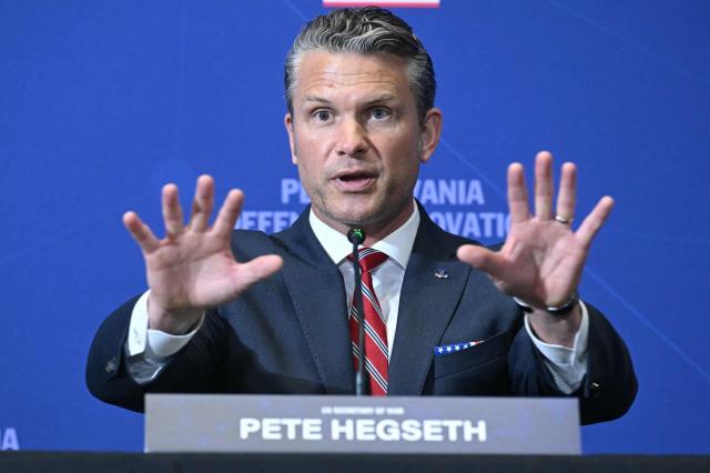 US Defense Secretary Pete Hegseth speaks at the Pennsylvania Defense and Innovation Summit at the US Army War College in Carlisle, Pennsylvania, on July 15, 2026. (Photo by SAUL LOEB / AFP)