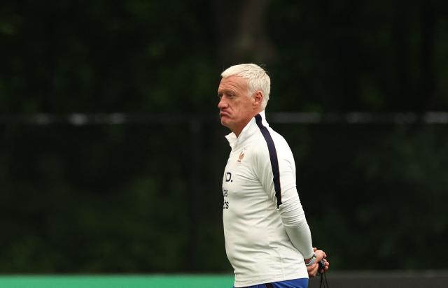 France's head coach Didier Deschamps gestures during a training session at Bentley University in Waltham, near Boston on July 15, 2026. (Photo by FRANCK FIFE / AFP)