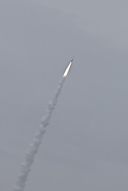 India's Skyroot Aerospace orbital rocket Vikram-1 blasts off from the Satish Dhawan Space Centre in Andhra Pradesh's Sriharikota on July 18, 2026. (Photo by R.Satish BABU / AFP)