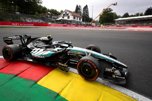 Mercedes' Italian driver Kimi Antonelli competes during the qualifying session at the Spa-Francorchamps circuit, in Spa, ahead of the Formula One Belgian Grand Prix, on July 18, 2026. (Photo by JOHN THYS / AFP)
