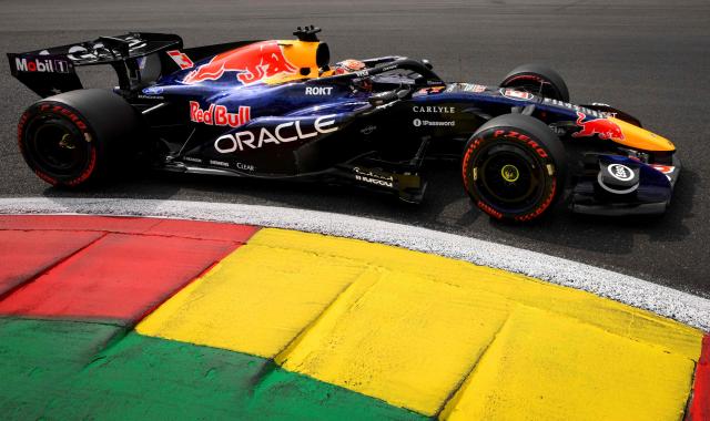 Red Bull Racing's Dutch driver Max Verstappen competes during the qualifying session at the Spa-Francorchamps circuit, in Spa, ahead of the Formula One Belgian Grand Prix, on July 18, 2026. (Photo by JOHN THYS / AFP)