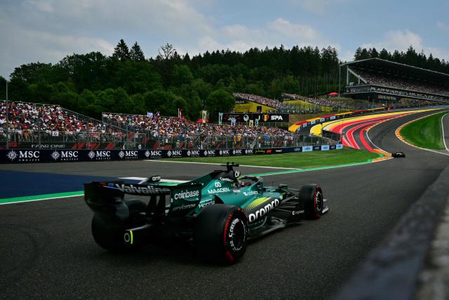 Aston Martin's Canadian driver Lance Stroll competes during the qualifying session at the Spa-Francorchamps circuit, in Spa, ahead of the Formula One Belgian Grand Prix, on July 18, 2026. (Photo by Andrej ISAKOVIC / AFP)