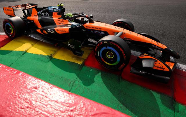 McLaren's British driver Lando Norris competes during the qualifying session at the Spa-Francorchamps circuit, in Spa, ahead of the Formula One Belgian Grand Prix, on July 18, 2026. (Photo by JOHN THYS / AFP)