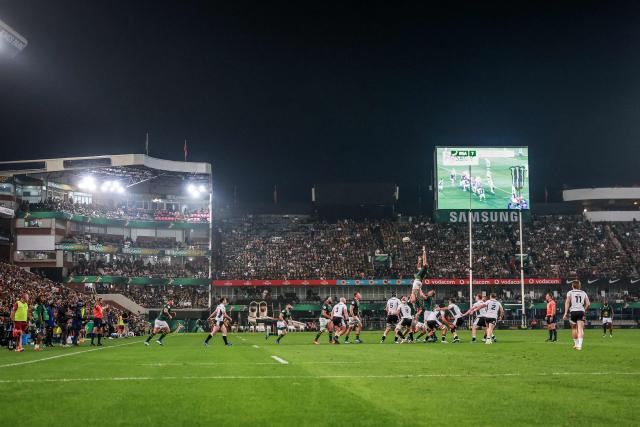 A general view of the Kings Park Stadium during the rugby Nations Championship match between South Africa and Wales in Durban on July 18, 2026. (Photo by PHILL MAGAKOE / AFP)