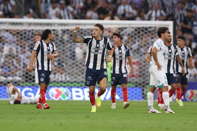 Monterrey's Argentine midfielder #07 Lucas Ocampos celebrates after scoring during the Liga MX Apertura football match between Monterrey and Santos Laguna at BBVA stadium in Guadalupe, Nuevo Leon state, Mexico on July 18, 2026. (Photo by Julio Cesar AGUILAR / AFP)