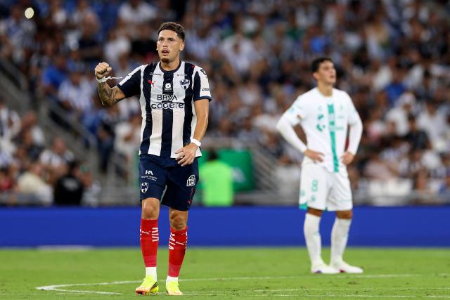 Monterrey's Argentine midfielder #07 Lucas Ocampos celebrates after scoring during the Liga MX Apertura football match between Monterrey and Santos Laguna at BBVA stadium in Guadalupe, Nuevo Leon state, Mexico on July 18, 2026. (Photo by Julio Cesar AGUILAR / AFP)