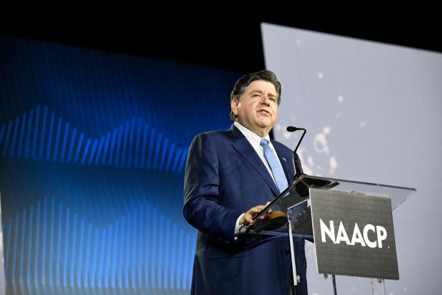Illinois Governor JB Pritzker speaks the Opening Public Mass Meeting of the 117th NAACP National Convention, held under the theme “We, The People,” at McCormick Place in Chicago, Illinois, on July 19, 2026. The convention brings together advocates and leaders to discuss civil rights, equality and democracy. (Photo by Octavio Jones / AFP)