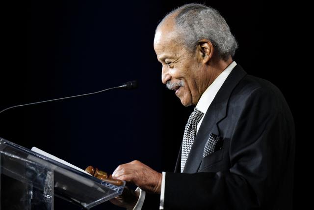 92-year-old Ed Dwight, America's first Black astronaut candidate, speaks after receiving an award during the Opening Public Mass Meeting of the 117th NAACP National Convention, held under the theme “We, The People,” at McCormick Place in Chicago, Illinois, on July 19, 2026. The convention brings together advocates and leaders to discuss civil rights, equality and democracy. (Photo by Octavio Jones / AFP)