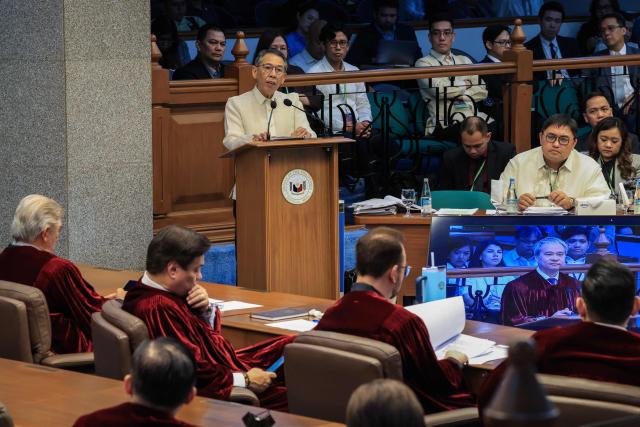 Congressman Chel Diokno speaks during the impeachment trial of Philippine Vice President Sara Duterte at the Senate in Pasay City, Metro Manila on July 20, 2026. (Photo by ELOISA LOPEZ / POOL / AFP)