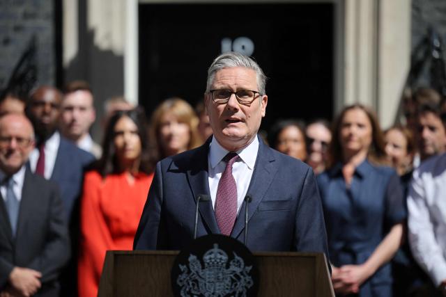 Britain's outgoing prime minister Keir Starmer makes a statement in front of 10 Downing Street in central London on July 20, 2026, before formally tendering his resignation to the king. (Photo by Henry NICHOLLS / AFP)