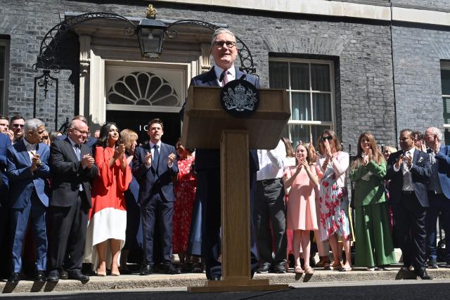 Britain's outgoing prime minister Keir Starmer makes a statement in front of 10 Downing Street in central London on July 20, 2026, before formally tendering his resignation to the king. (Photo by JUSTIN TALLIS / AFP)