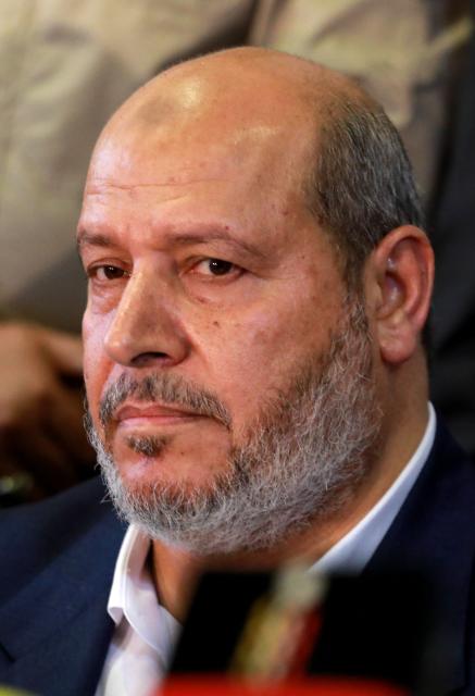 (FILES) Hamas arab relations chief Khalil al-Hayya holds a press conference during a visit to the Syrian capital Damascus on October 19, 2022. Palestinian Islamist movement Hamas announced on July 20, 2026 that it had elected Khalil al-Hayya, the group's lead negotiator in indirect ceasefire talks with Israel, as the new head of its political bureau. (Photo by Louai Beshara / AFP)