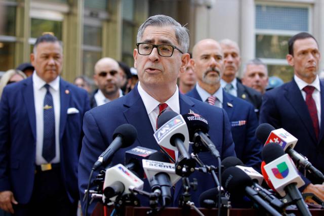 Joseph Nocella Jr., US Attorney for the Eastern District of New York, speaks to the press outside the federal courthouse in the Brooklyn borough of New York City on July 20, 2026, following the sentencing of Mexican drug lord Ismael "El Mayo" Zambada. Zambada was sentenced Monday to life in prison by a federal court in New York for co-founding and leading the powerful Sinaloa cartel. The 76-year-old "El Mayo" is the former top associate of the organization's founder, Joaquin "El Chapo" Guzman, who is serving a life sentence in a maximum-security prison in Colorado. (Photo by Leonardo MUNOZ / AFP)