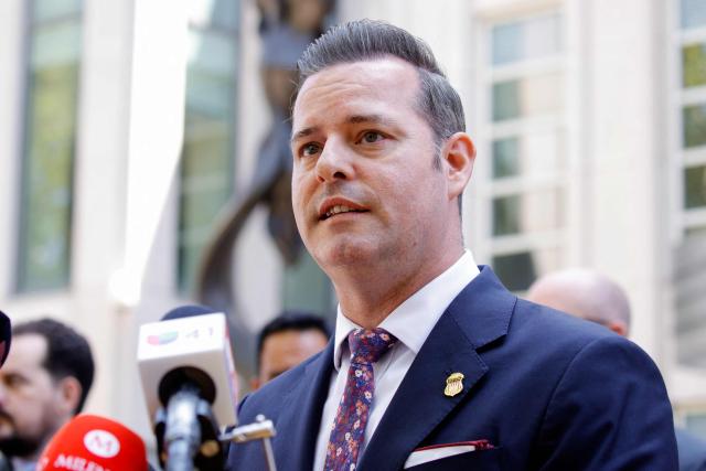 Jason Reding Quinones, US Attorney for the District of Southern Florida, speaks to the press outside the federal courthouse in the Brooklyn borough of New York City on July 20, 2026, following the sentencing of Mexican drug lord Ismael "El Mayo" Zambada. Zambada was sentenced Monday to life in prison by a federal court in New York for co-founding and leading the powerful Sinaloa cartel. The 76-year-old "El Mayo" is the former top associate of the organization's founder, Joaquin "El Chapo" Guzman, who is serving a life sentence in a maximum-security prison in Colorado. (Photo by Leonardo MUNOZ / AFP)