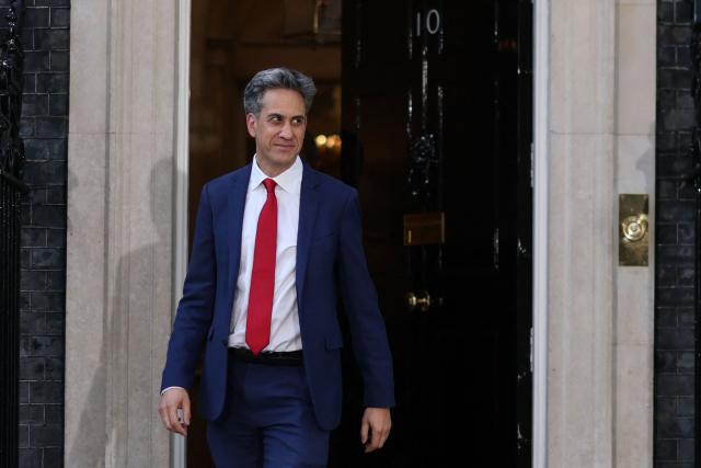 Britain's Foreign Secretary Ed Miliband leaves 10 Downing Street in London July 20, 2026 as cabinet appointments are being made after Andy Burnham became Britain's new Prime Minister. Former Labour party leader Ed Miliband was Monday appointed as the UK's next foreign minister. (Photo by Henry NICHOLLS / AFP)