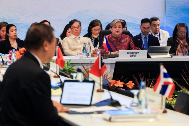ASEAN Chair and Philippine Foreign Secretary Theresa Lazaro delivers an opening statement during the Association of Southeast Asian Nations (ASEAN) Foreign Ministers' Meeting in Pasay, Metro Manila on July 21, 2026. (Photo by Eloisa Lopez / POOL / AFP)