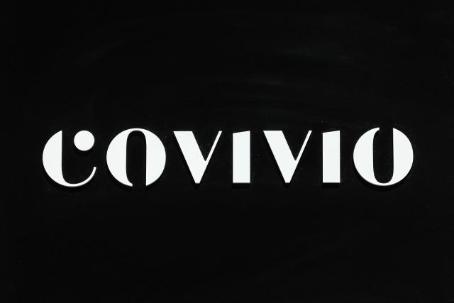 This photograph shows the logo of French real estate company Covivo at their headquarters in Paris on July 21, 2026.  (Photo by Xavier GALIANA / AFP)