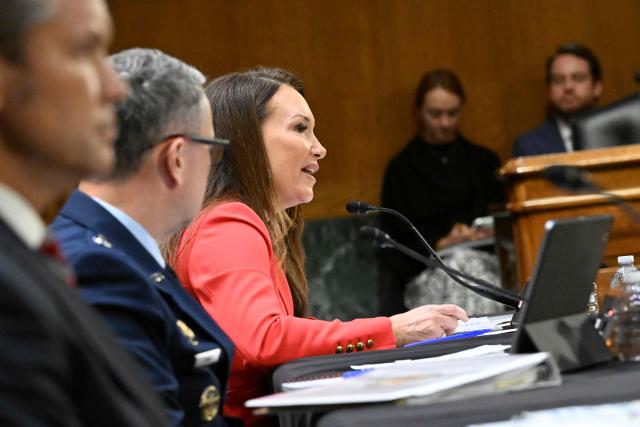 US Agriculture Secretary Brooke Rollins (R) testifies alongside Defense Secretary Pete Hegseth (L) and Chairman of the Joint Chiefs of Staff Gen. Dan Caine during a Senate Committee on Appropriations hearing on Capitol Hill in Washington, DC on July 21, 2026. US lawmakers are conducting a hearing to examine a review of US President Donald Trump's supplemental funding request of June 24, 2026. (Photo by Alex WROBLEWSKI / AFP)