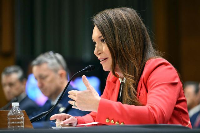 US Agriculture Secretary Brooke Rollins testifies alongside the Chairman of the Joint Chiefs of Staff Gen. Dan Caine (C) and Defense Secretary Pete Hegseth (L) during a Senate Committee on Appropriations hearing on Capitol Hill in Washington, DC on July 21, 2026. US lawmakers are conducting a hearing to examine a review of US President Donald Trump's supplemental funding request of June 24, 2026. (Photo by Alex WROBLEWSKI / AFP)