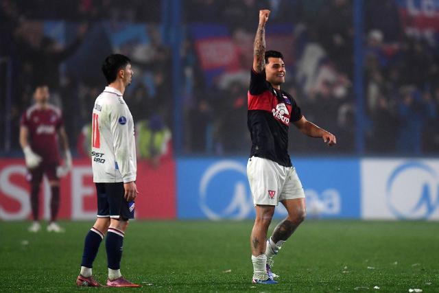 Tigre's forward #29 Ignacio Russo celebrates after scoring during the first leg of the Copa Sudamericana knockout round play-off football match between Uruguay's Nacional and Argentina's Tigre at the Gran Parque Central satdium in Montevideo, on July 21, 2026. (Photo by Dante FERNANDEZ / AFP)