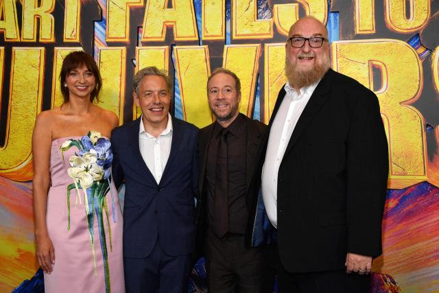 (L/R) US actress Laurent Lapkus, US actor John Ross Bowie, US actor Kevin Sussman and US actor Brian posehn attend the premiere of HBO Max's comedy series "Stuart Fails to Save the Universe" at The Academy Museum of Motion Pictures in Los Angeles on July 21, 2026. (Photo by Chris DELMAS / AFP)