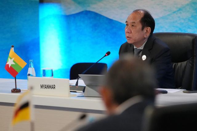 Myanmar’s Permanent Secretary of the Ministry of Foreign Affairs Hau Khan Sum attends the ASEAN Post-Ministerial Conference with Russia on the sidelines of the Association of Southeast Asian Nations (ASEAN) Foreign Ministers' Meeting in Pasay, Metro Manila on July 22, 2026. (Photo by Aaron Favila / POOL / AFP)