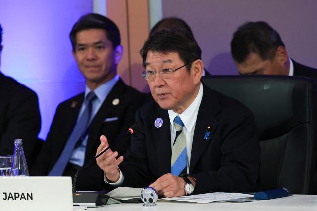 Japan's Foreign Minister Toshimitsu Motegi attends the ASEAN Post-Ministerial Conference with Japan on the sidelines of the Association of Southeast Asian Nations (ASEAN) Foreign Ministers' Meeting in Pasay, Metro Manila on July 22, 2026. (Photo by ELOISA LOPEZ / POOL / AFP)