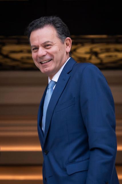 Portugal's Prime Minister Luis Montenegro arrives ahead of a meeting with Greece's Prime Minister Kyriakos Mitsotakis (unseen) in Athens on July 22, 2026. (Photo by Aris MESSINIS / AFP)