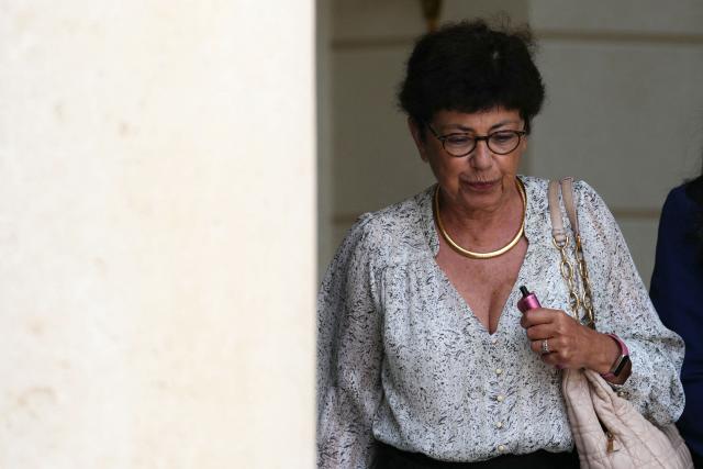 France's Environment Minister Monique Barbut leaves after the weekly cabinet meeting at the Elysee Palace in Paris on July 22, 2026. (Photo by Dimitar DILKOFF / AFP)
