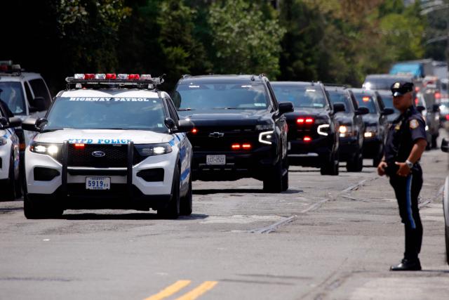 A convoy believed to be carrying ousted Venezuelan president Nicolas Maduro arrives Metropolitan Detention Center in the Brooklyn borough in New York City on July 22, 2026. Venezuela's ousted president Nicolas Maduro is set to appear before a New York court Wednesday, his third public hearing since the US military captured him in a stunning nighttime raid in January. The former leader, 63, and wife Cilia Flores have been held in a Brooklyn jail since the US military operation, awaiting trial on drug trafficking, firearms and other charges. (Photo by Leonardo MUNOZ / AFP)