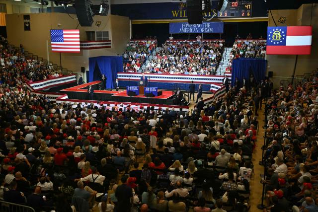 US President Donald Trump speaks at Wheeler High School, in Marietta, Georgia, on July 22, 2026. (Photo by SAUL LOEB / AFP)