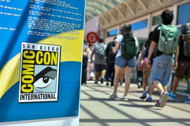 Attendees arrive to the convention center for the San Diego Comic-Con International in San Diego, California, on July 22, 2026. (Photo by Chris DELMAS / AFP)