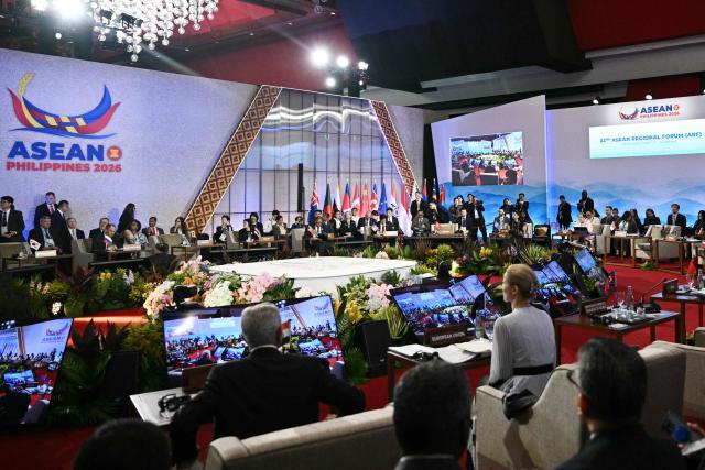 Foreign ministers attend the Association of the Southeast Asian Nations (ASEAN) Foreign Ministers' Meeting in Pasay, Metro Manila on July 23, 2026. (Photo by Brendan SMIALOWSKI / POOL / AFP)