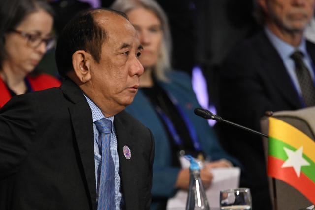 Myanmar Permanent Secretary Hau Khan Sum attends the Association of the Southeast Asian Nations (ASEAN) Foreign Ministers' Meeting in Pasay, Metro Manila on July 23, 2026. (Photo by Brendan Smialowski / POOL / AFP)